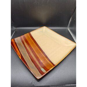 Sango Avanti Brown Square Ceramic Plate 4722 Discontinued Pattern 7.75"
